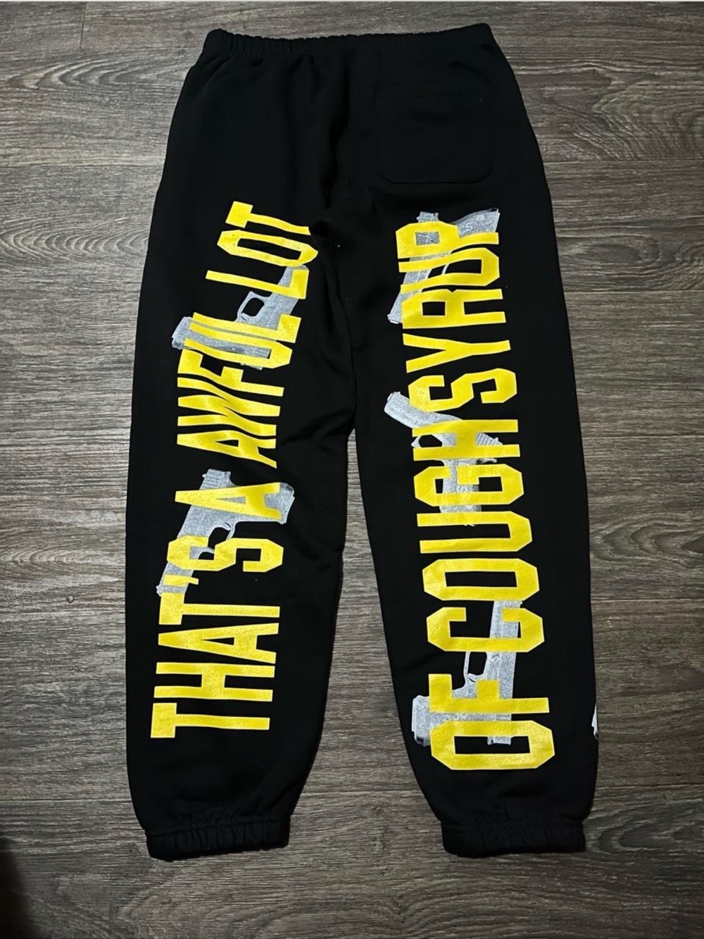 Black Men's Graphic Jogger Sweatpants with Yellow Text